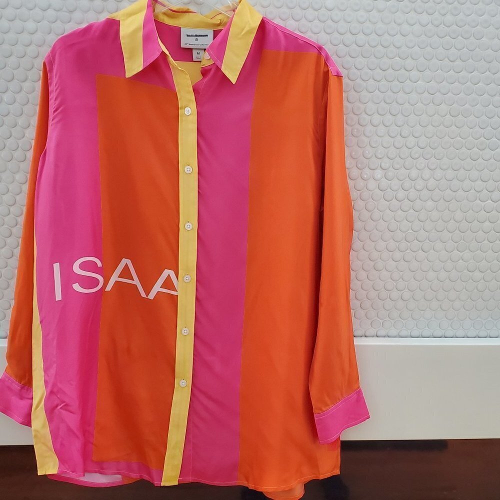 Isaac Mizrahi Target Silk Color block Tunic womens size XS Oversized - Picture 7 of 8